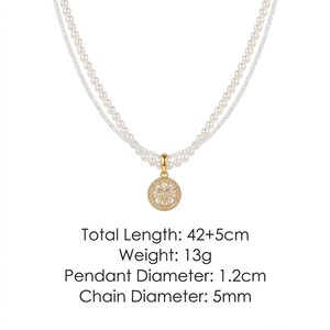 Collar de <span class=keywords><strong>Perlas</strong></span> con Cuentas de Circonio de Doble Capa Octagrama JinSpark Stellar Grace |   Elegante Collar Celestial Vintage Chapado en Oro de 18K para Mujer - Product Image 2