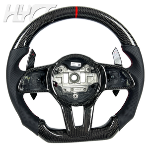 Volante Deportivo de Cuero y Fibra de Carbono Compatible con <span class=keywords><strong>Mercedes</strong></span> Benz W205 W213 Clase C E GLC CLE GLE E300 C260 350 - Product Image 3