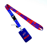 Cordon de téléphone promotionnel en polyester noir avec boucle, 32 équipes de football (Lions, Cowboys), lanière de cou, porte-badge, porte-carte