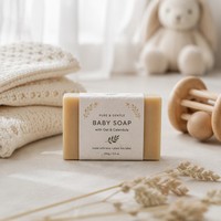 Étiquette personnalisée en papier de marguerite pour savon pour bébé, bande adhésive OEM plantable, emballage doux pour les marques de soins sensibles pour nourrissons