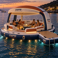 Bar flottant et maison flottante DSPR avec espace de réception en groupe sur une île gonflable, équipement de jeux aquatiques pour les hôtels insulaires