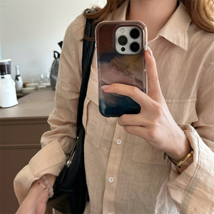 Coque de téléphone double couche effet dégradé en encre artistique Niche Ins compatible avec iPhone 17 Pro Max 16 15 14 13 - Product Image 3
