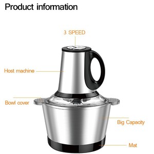 Electric Food <b>Grinder</b> 2L 3L Stainless Steel Multi Functional Meat Garlic Chopper Home Kitchen Use - Product Image 5