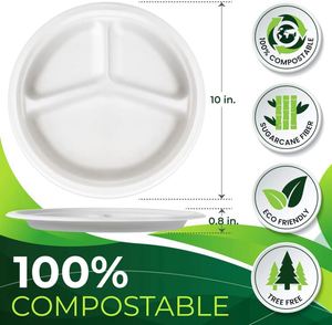 Wholesale 3 Compartment Heavy Duty Disposable Handpainted Food Grade Paper <b>Charger</b> Plates UV Coating Eco Friendly Festival - Product Image 2