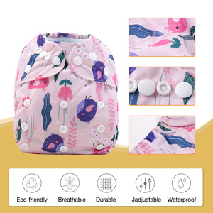पुन: प्रयोज्य कपड़े के डायपर 6 पैक बांस इंसर्ट और गीला सूखा बैग लड़कियों और लड़कों के लिए एक आकार का समायोज्य धोने योग्य पॉकेट नैपी कवर - Product Image 6