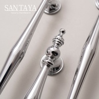 Poignée en laiton chromé Santaya, bouton de porte de placard de luxe argenté, poignée en T pour armoire de cuisine, poignées solides pour tiroirs