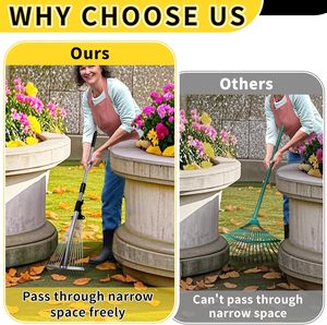 Verstelbare Metalen Blad Hark Lange Steel Tuin Harken Voor Gazons Zware Bladeren Tuin Voor Tuinieren Rv <span class=keywords><strong>Camping</strong></span> - Product Image 3