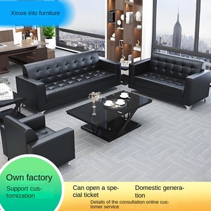 Sofá Seccional de Cuero Moderno y Simple para Oficina, de Negocios y Ocio, con Patas de Acero Inoxidable, Relleno de Esponja, Conjunto de Hierro para Área de Recepción - Product Image 3