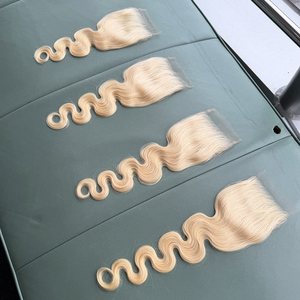 Cheveux humains 100% non traités, blond 613, ondulés, avec closure en dentelle HD 4x4 5x5, qualité supérieure - Product Image 6