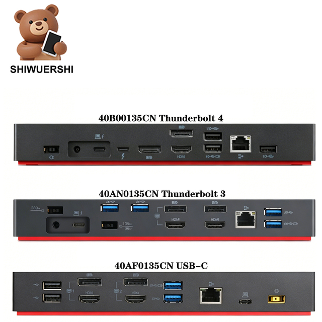 For ThinkPad Thunderbolt 4 3 USB-C Dock Hub for Dual-Screen 4K Spectral Display 40B0 40AN AS AF Docking Station for Macbook M4