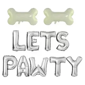 new product LETS PAWTY foil balloon for patrol dog party foil balloon bone shape foil balloon