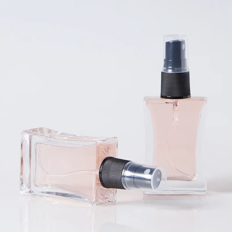 Wholesale 30ml screw glass perfume bottle stock cheap online luxury refillable with black spray pump