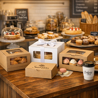 Boîtes en carton jetables écologiques personnalisées pour la boulangerie, emballage à emporter pour beignets, pâtisseries, gâteaux, biscuits, pain, HONPAK