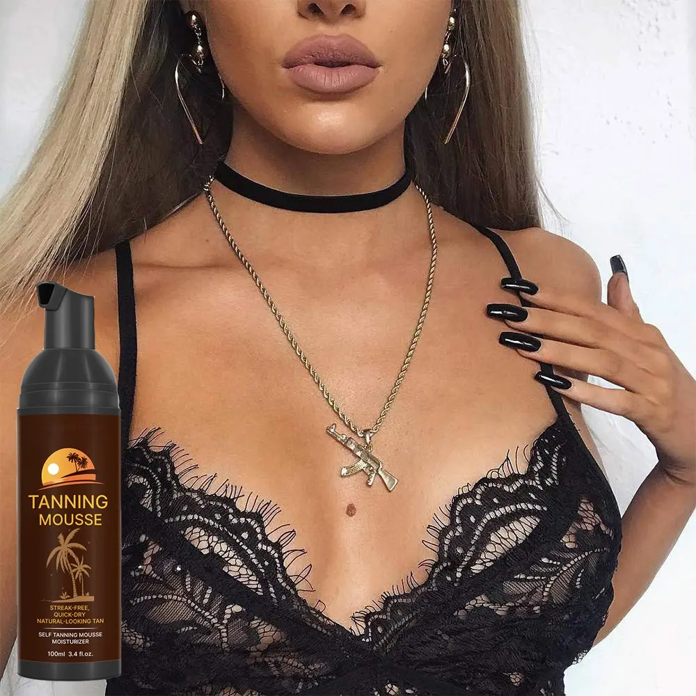 Sunless Spray Tanning Instant Dark solution Self Tan Long-Lasting Face Body Tanning Mousse