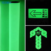 YEEMAX PET/PVC Lámina Rígida Fotoluminiscente Amarillo-Verde, Imprimible, Autoadhesiva, Irrompible, para Señalización de Salidas de Emergencia