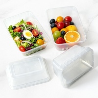 Conteneur alimentaire rectangulaire transparent en PP, jetable, personnalisé, compatible micro-ondes et congélateur, pour la préparation de repas et la vente à emporter en gros