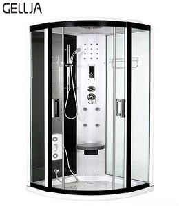 Cabine de douche modulaire préfabriquée à <span class=keywords><strong>porte</strong></span> coulissante en verre trempé avec cadre en acier inoxydable, design étanche, best-seller - Product Image 2