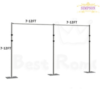 Support de rideau et de fond en aluminium réglable de 4,27 m à 7,32 m x 2,13 m à 3,66 m pour événements et mariages