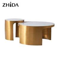 Table basse gigogne Zhida en acier inoxydable et marbre artificiel, style italien moderne, luxe léger, pour salon, garantie 5-8 ans