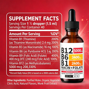 <strong>Liquid</strong> <strong>Vitamin</strong> B Complex Drops for Adults Raspberry Flavor Dietary Supplement for Nutritional Support Quick Ship - Product Image 2