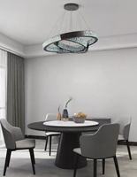 Lampe suspendue LED personnalisée en acier inoxydable avec cristaux, réglable 3 couleurs, angle de faisceau de 180 degrés, haute luminosité, pour table à manger