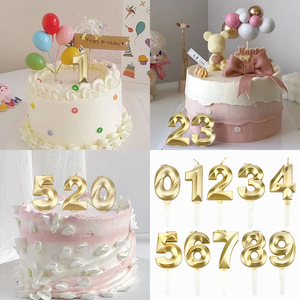 3D Gold Number Candles Large Metallic Birthday <b>Cake</b> <b>Decorations</b> Party <b>Supplies</b> For Birthdays - Product Image 1