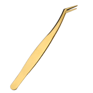 Pinza para Pestañas y Cejas Inclinada de Acero Inoxidable Color Oro Rosa, Herramienta de Belleza - Product Image 2