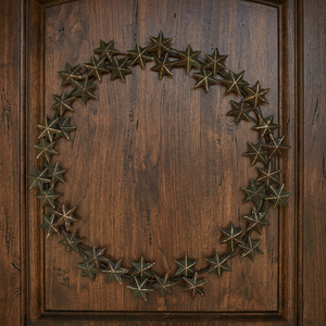 Corona de Estrella Metálica Rústica Hecha a Mano, Corona Decorativa de Flores Redonda sin Luces para Colgar en la Pared en Navidad, Paquete Individual - Product Image 3