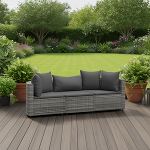 Set di 3 Divani da Esterno in Rattan Grigio Antracite per Giardino, Relax e Arredamento Outdoor dal Design Contemporaneo - Product Image 2