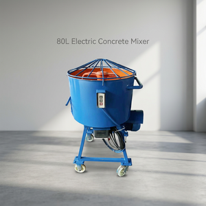 Bétonnière électrique Kwongyip 80L 2.2KW avec pompe, machine à mélanger le mortier mobile sur roues, alimentation et décharge d'eau automatiques - Product Image 1