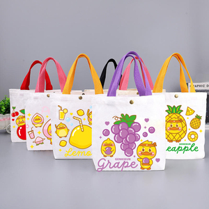 Bán buôn biểu tượng tùy chỉnh thăng hoa dễ thương phim hoạt hình túi vải bền có thể tái chế có thể giặt mua sắm bông Tote Túi với nút - Product Image 1