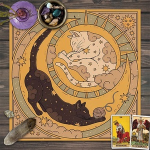 Tovaglia Tarocchi Yin-Yang con Gatto per Stregoneria e Astrologia, Divinazione, Decorazione Casa con <span class=keywords><strong>Carta</strong></span> dei Tarocchi 'Conosci Te Stesso' per San Valentino - Product Image 4