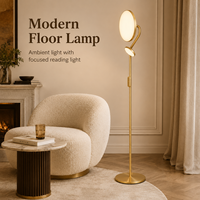 Lampe sur pied LED moderne en aluminium et acrylique, double tête réglable, lampe de lecture, 3 températures de couleur, garantie 2 ans