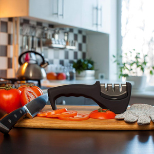 Accessoires pour couteaux de cuisine 4-en-1, aiguiseur de couteaux à 3 étapes, aide à réparer, restaurer et polir les lames, restaure facilement la tranchance des couteaux - Product Image 5