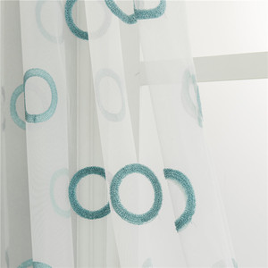 Cortinas de tela bordadas para dormitorio y Hotel, de poliéster azul geométrico, simplicidad nórdica, alta calidad y al mejor precio - Product Image 3