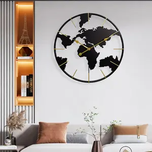 促销简约世界地图创意时钟艺术简约金属钟特价出售