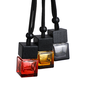 8ml Colored Car Perfume Hanging <strong>Bottle</strong> Perfume Square Glass <strong>Bottle</strong> <strong>Diffuser</strong> <strong>Bottle</strong> with Black Wood Cover - Product Image 1