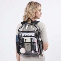 Sac à dos transparent en PVC robuste, personnalisé avec logo, pour l'extérieur, l'été, l'école, vente en gros