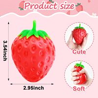 Jouet Squishy Fraise Réaliste Géant à Remontée Lente, Balle Anti-Stress Sensorielle pour le Soulagement, Cadeau et Faveur de Fête