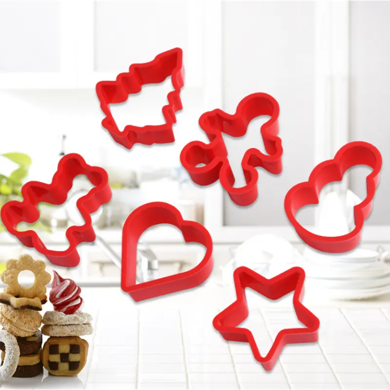 Plastik kekse Cutter Set von 6 Stück mit Weihnachts baum die Lebkuchen mann Herzform und ect Weihnachts geschenk für Backwerk zeuge