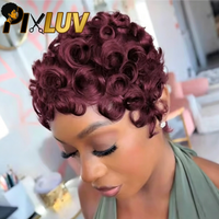 Peluca Chioma en Oferta # Peluca de Cabello Humano Natural Negro Corto con Frente de Encaje Transparente HD 99j 13x4, Peluca Rizada Estilo Pixie