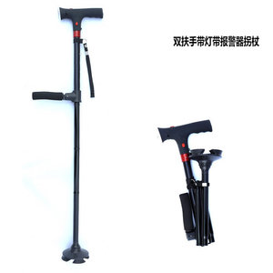 Bastón Telescópico Plegable Cleye con Doble Empuñadura, Alarma, Luz LED y Cuatro Patas para Caminar - Product Image 1