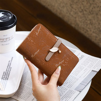 Dompet Koin Kulit PU Portabel Kecil Wanita dengan Penutup Kancing, Dompet Pendek & Tempat Kartu (Hitam)