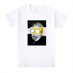 T-shirt scientifica gialla, bianca, unisex, girocollo, con stampa grafica, abbigliamento promozionale - Product Image 2