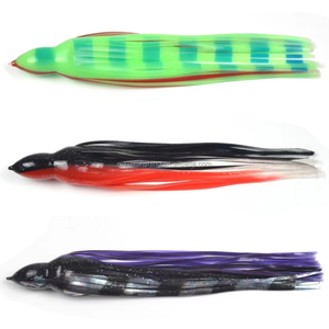 Jupe de remplacement en silicone PVC calmar vert rose rayures <span class=keywords><strong>Marlin</strong></span> leurre gros gibier à la traîne - Product Image 2