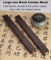 Presse-papiers de calligraphie grand format noir en Suanzhi/Palissandre, incrustation de cuivre sculptée à la main, accessoire de bureau traditionnel chinois, cadeau pour savant