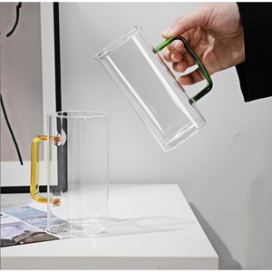 Vaso Cuadrado Ecológico de Vidrio con Asa, de Borosilicato, Resistente al Calor, Transparente, para Agua, Leche, Jugo, Botella de Agua - Product Image 4