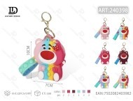 Porte-monnaie mini ours fraise en tissu non tissé, anti-stress, porte-clés dessin animé unisexe - Product Image 1