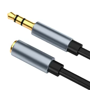 Kabel Tambahan Kepala Logam Konektor Berlapis Emas Kualitas Tinggi 3.5Mm Male To Female 3 Pole Jack Audio AUX Kabel Ekstensi