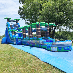 Tobogán acuático inflable gigante, casa de juegos inflable para fiestas, tobogán acuático tropical inflable con piscina para adultos - Product Image 1